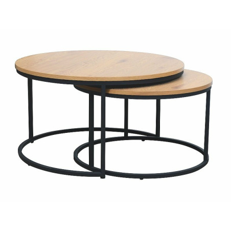 Set de 2 tables basse ronde "Atlanta III" - Noir - D 80 x H 45 cm