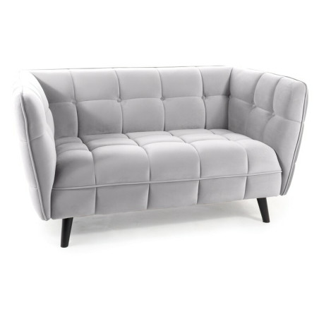 Canapé 2 places en velours "Castello 2" - Velvet - Gris - l 145 x H 78 cm