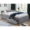 Lit en velours "Eliot" - Velvet - Gris - l 120 x L 200 cm