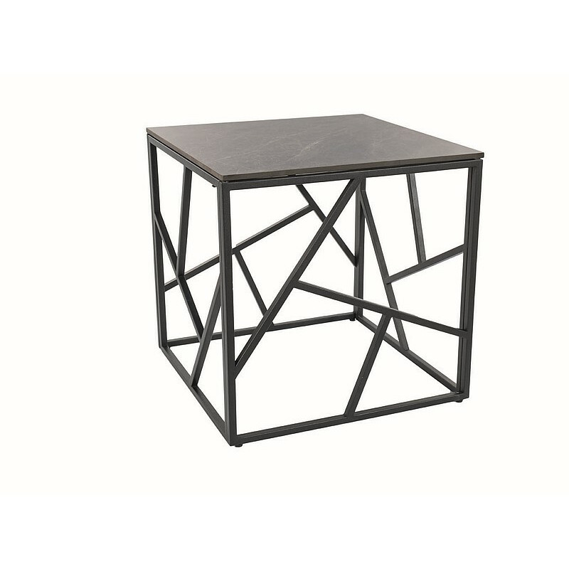 Table basse carré effet marbre "Escada B III" - Gris/Noir - L 55 x H 55 cm