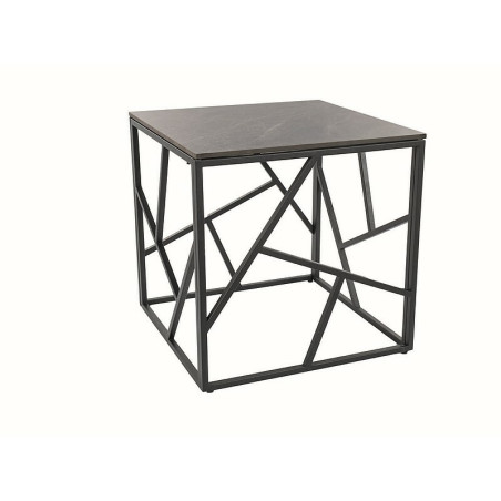 Table basse carré effet marbre "Escada B III" - Gris/Noir - L 55 x H 55 cm
