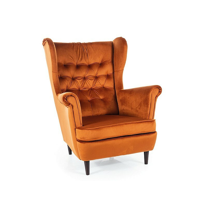 Fauteuil en velours "Harry" - Velvet - Orange - l 82 x H 101 cm