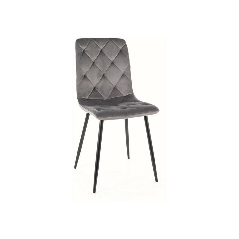 Chaise en velours "Jerry" - Velvet - Gris - l 45 x H 91 cm