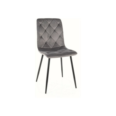 Chaise en velours "Jerry" - Velvet - Gris - l 45 x H 91 cm