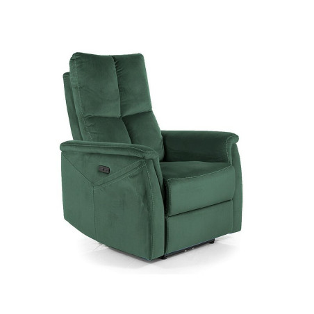 Fauteuil extensible à fonction massage en velours "Neptun M" - Vert - l 76 x H 96 cm