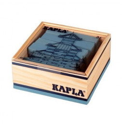 Kapla - Carré de 40 planchettes en bois bleu clair - Jeu ludique pour enfants