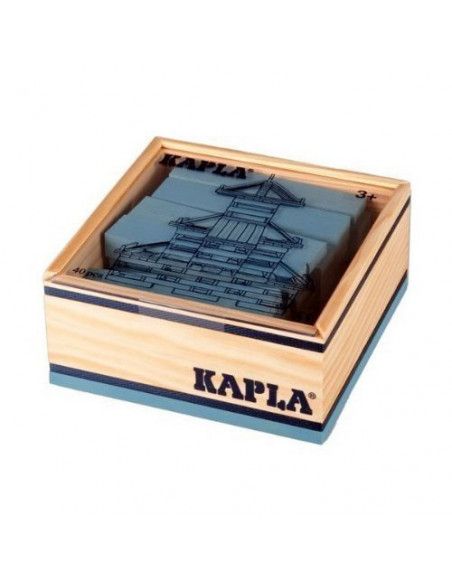 Kapla - Carré de 40 planchettes en bois bleu clair - Jeu ludique pour enfants