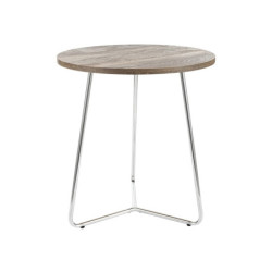 Table basse ronde en bois "Alta B" - Marron/Argenté - D 45 x H 50 cm