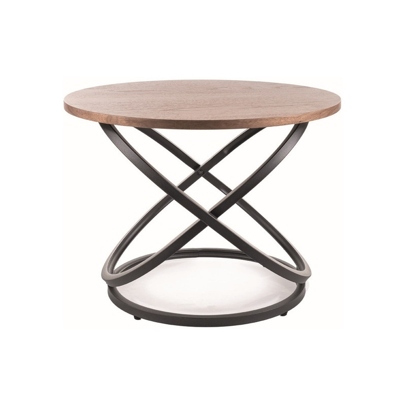 Table basse "Eos D" - Marron noyer/Noir - D 60 x H 45 cm