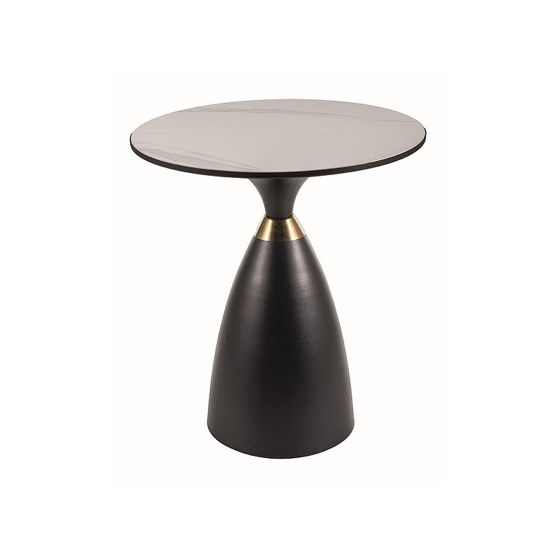 Table basse effet marbre "Gemini" - Blanc/Noir - D 50 x H 56 cm