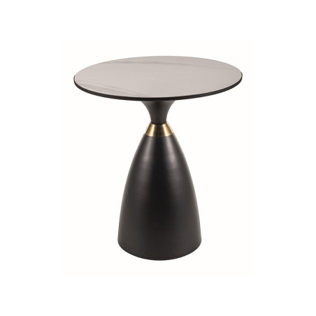 Table basse effet marbre "Gemini" - Blanc/Noir - D 50 x H 56 cm