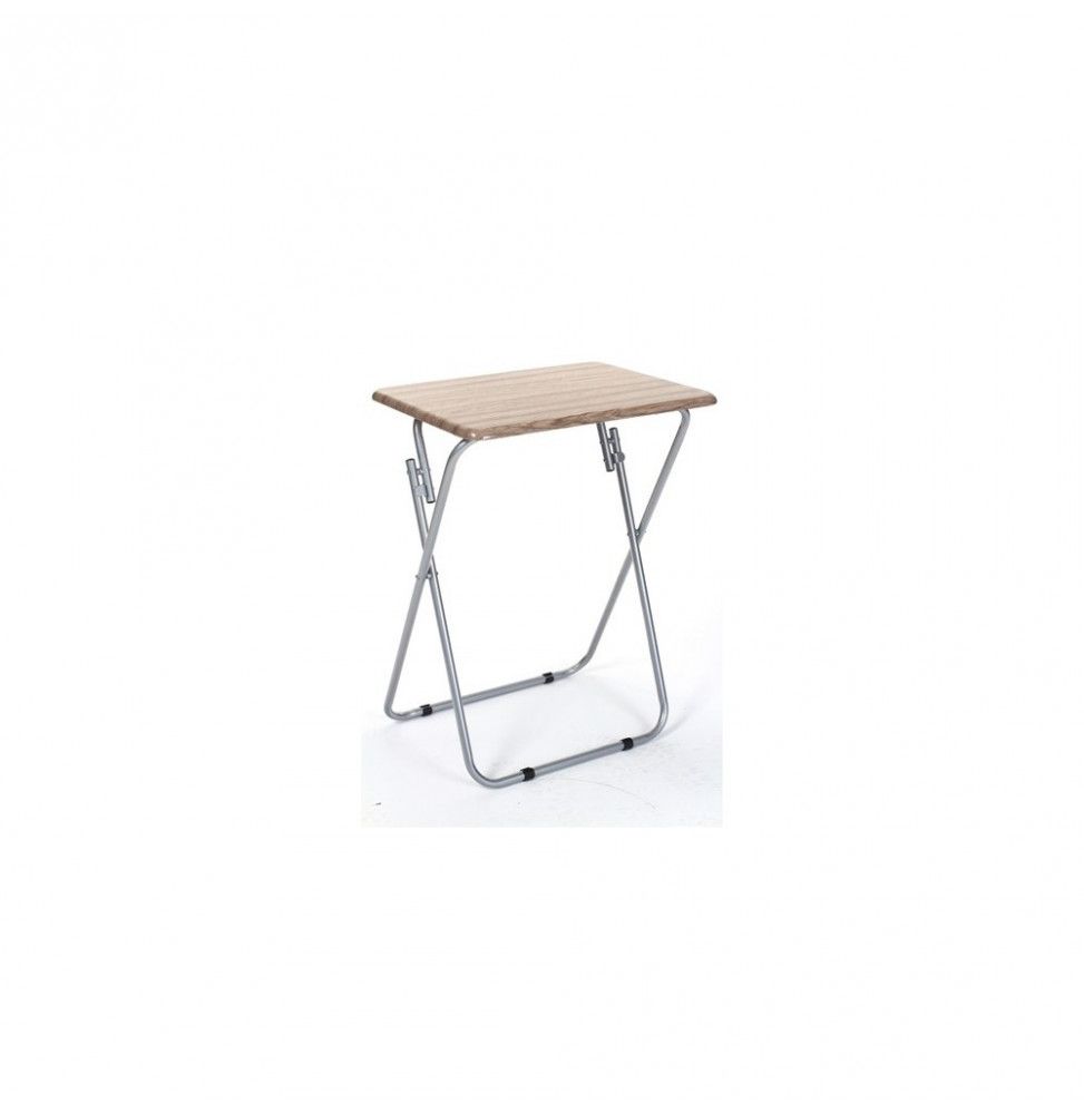 Table d'appoint effet bois - L 48 cm  x P 38 cm x H 63 cm - Gris