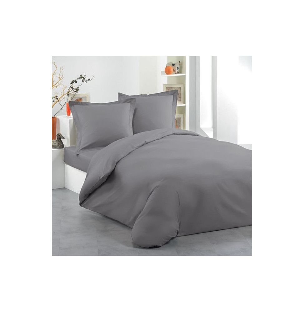 Housse de couette "Lina" 2 personnes - 240 x 220 cm - Coton - Gris