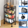 Resserre Métallique Rectangulaire 4 Niveaux à Roulettes  Noir  Desserte de Rangement - L 44 x l 27 x H 86 cm