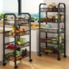 Resserre Métallique Rectangulaire 5 Niveaux à Roulettes  Noir  Desserte de Rangement - L 44 x 27 x H 105 cm