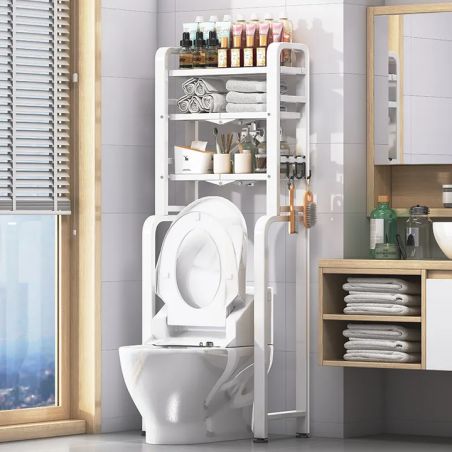 Étagère de Dessus de Machine à Laver  Métal Blanc  3 Niveaux  Pliable  152,5 x 71 x 50 cm