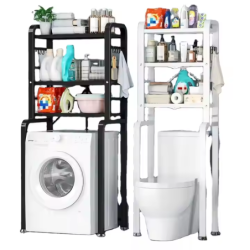 Étagère de Dessus de Machine à Laver  Métal Blanc  3 Niveaux  Pliable  152,5 x 71 x 50 cm