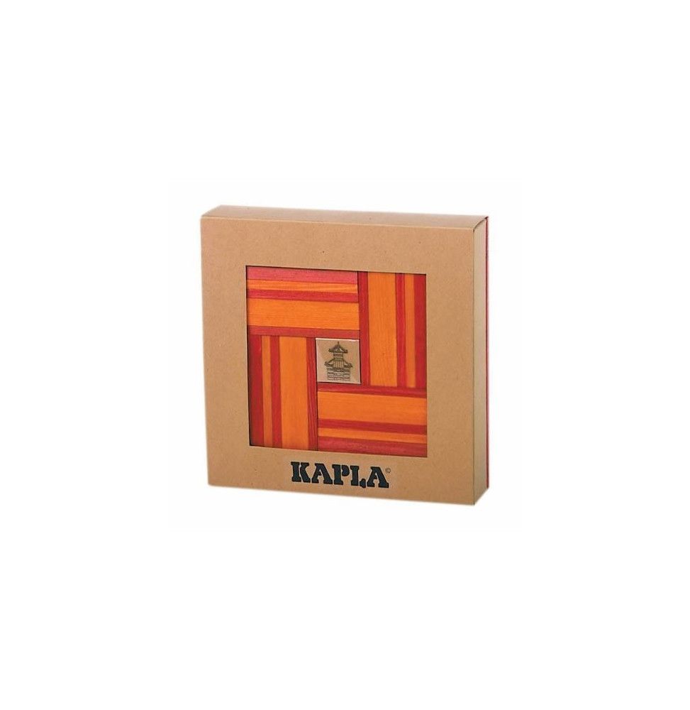 Kapla - Coffret planchettes + livre d'art - Rouge et Orange - Jeu de construction