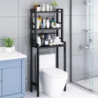 Étagère de Dessus de Machine à Laver  Métal Noir  3 Niveaux  Pliable  152,5 x 71 x 50 cm
