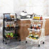Desserte Métallique Orientable Multi-positions - 3 Niveaux à Roulettes  Blanc - L 44 x l 30 x H 94,5 cm