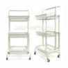 Desserte Métallique Orientable Multi-positions - 3 Niveaux à Roulettes  Blanc - L 44 x l 30 x H 94,5 cm