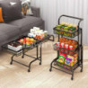 Desserte Métallique Orientable Multi-positions - 3 Niveaux à Roulettes  Blanc - L 44 x l 30 x H 94,5 cm