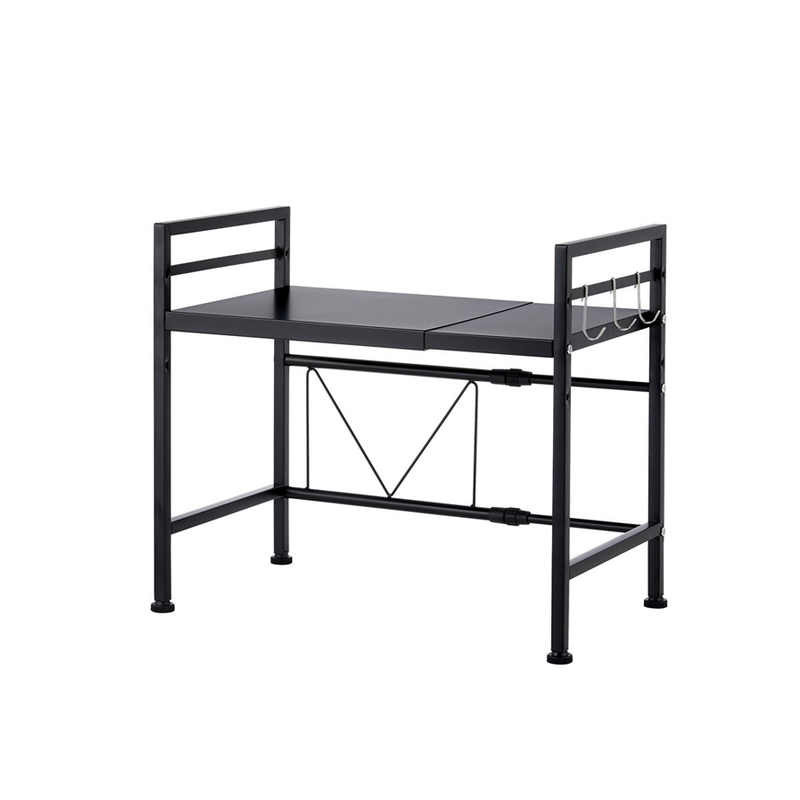 Etagère Réglable de Cuisine en Métal Noir | Largeur extensible 40-60 cm x P 32 x H 47 cm | Support max 120 kg