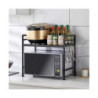 Etagère Réglable de Cuisine en Métal Noir | Largeur extensible 40-60 cm x P 32 x H 47 cm | Support max 120 kg