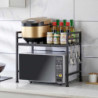 Etagère Réglable de Cuisine en Métal Noir | Largeur extensible 40-60 cm x P 32 x H 47 cm | Support max 120 kg