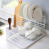 Egouttoir de cuisine modulable double niveau avec plateau - Grande contenance - Métal épais blanc