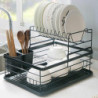 Egouttoir de cuisine modulable double niveau avec plateau - Grande contenance - Métal épais blanc