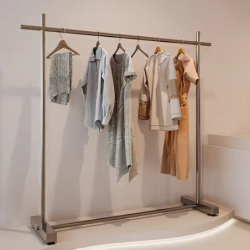 Portant à Vêtements Industriel Métallique Argenté  120 x 40 x H 150 cm