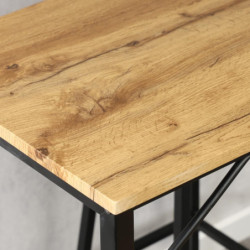 Ensemble Table de Bar et 2 Tabourets Hauts de Cuisine - Bois FSC et Métal