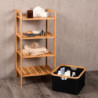 Étagère Bambou 4 Niveaux avec Panier Textile - Bois FSC - 44 × 33 × 93 cm