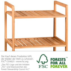 Étagère Bambou 4 Niveaux avec Panier Textile - Bois FSC - 44 × 33 × 93 cm