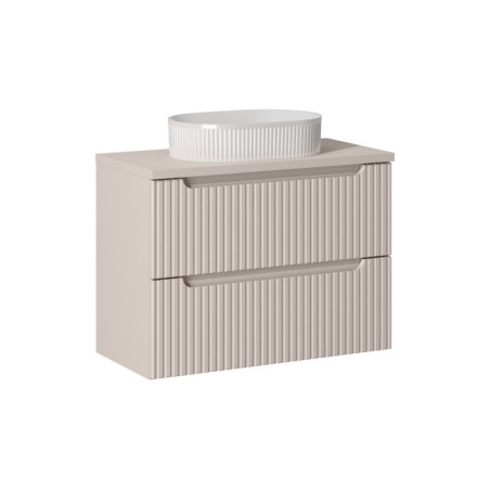 Ensemble Meuble Salle de Bain 2 tiroirs + Vasque + Plateau L 80 x P 40 x H 59,5 cm - Astral - Beige crème