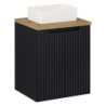 Ensemble Meuble Salle de Bain 2 portes + Vasque + Plateau L 50 x P 40 x H 59,5 cm - Astral - Noir et effet chêne