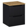 Ensemble Meuble Vasque 2 tiroirs et Plateau L 50 x P 40 x H 59,5 cm - Astral - Noir et effet chêne
