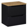 Ensemble Meuble Vasque 2 tiroirs et Plateau L 60 x P 40 x H 59,5 cm - Astral - Noir et effet chêne