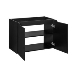 Ensemble Meuble Vasque 2 portes et Plateau L 80 x P 40 x H 59,5 cm - Astral - Noir et effet chêne