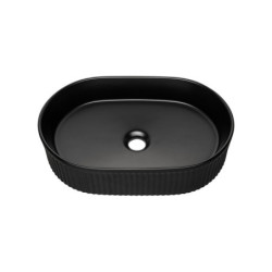 Ensemble Meuble Salle de Bain 2 portes + Vasque + Plateau L 80 x P 40 x H 59,5 cm - Astral - Noir et effet chêne