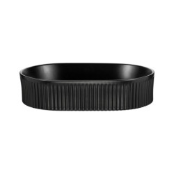 Ensemble Meuble Salle de Bain 2 tiroirs + Vasque + Plateau L 80 x P 40 x H 59,5 cm - Astral - Noir et effet chêne