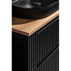 Ensemble Meuble Vasque 2 portes et Vasque à Encastrer L 60 x P 40 x H 58,5 cm - Astral - Noir et blanc