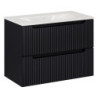 Ensemble Meuble Vasque 2 tiroirs et Vasque à Encastrer L 80 x P 40 x H 58,5 cm - Astral - Noir et blanc