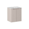 Ensemble Meuble Vasque 2 portes et Vasque à Encastrer L 50 x P 40 x H 58,5 cm - Astral - Beige crème et blanc