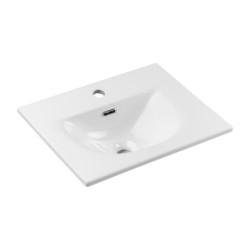 Ensemble Meuble Vasque 2 portes et Vasque à Encastrer L 50 x P 40 x H 58,5 cm - Astral - Beige crème et blanc