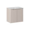 Ensemble Meuble Vasque 2 portes et Vasque à Encastrer L 60 x P 40 x H 58,5 cm - Astral - Beige crème et blanc