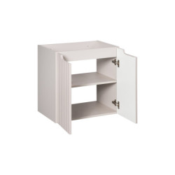 Ensemble Meuble Vasque 2 portes et Vasque à Encastrer L 60 x P 40 x H 58,5 cm - Astral - Beige crème et blanc