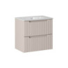 Ensemble Meuble Vasque 2 tiroirs et Vasque à Encastrer L 60 x P 40 x H 58,5 cm - Astral - Beige crème et blanc