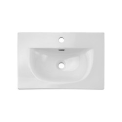 Ensemble Meuble Vasque 2 tiroirs et Vasque à Encastrer L 60 x P 40 x H 58,5 cm - Astral - Beige crème et blanc